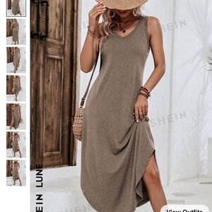 🌸SHEIN Lune Solid Tank Dress🤎